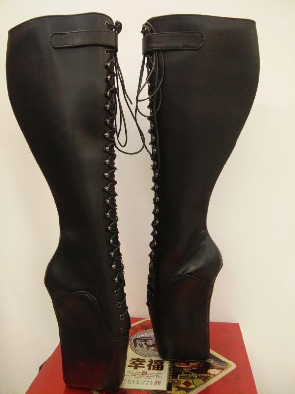 

Womens Boots Patent Leather Pu Knee High Lace Up Custom Black Shoes Sexy Platform Heels Womens Size 9 Shoes Ballet1, Black matt
