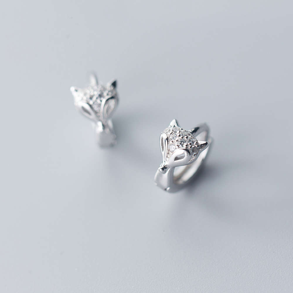 

MloveAcc Hot Sale 925 Sterling Silver Animal Fox Hoop Earrings for Women Engagement Wedding Fashion Jewelry, Golden