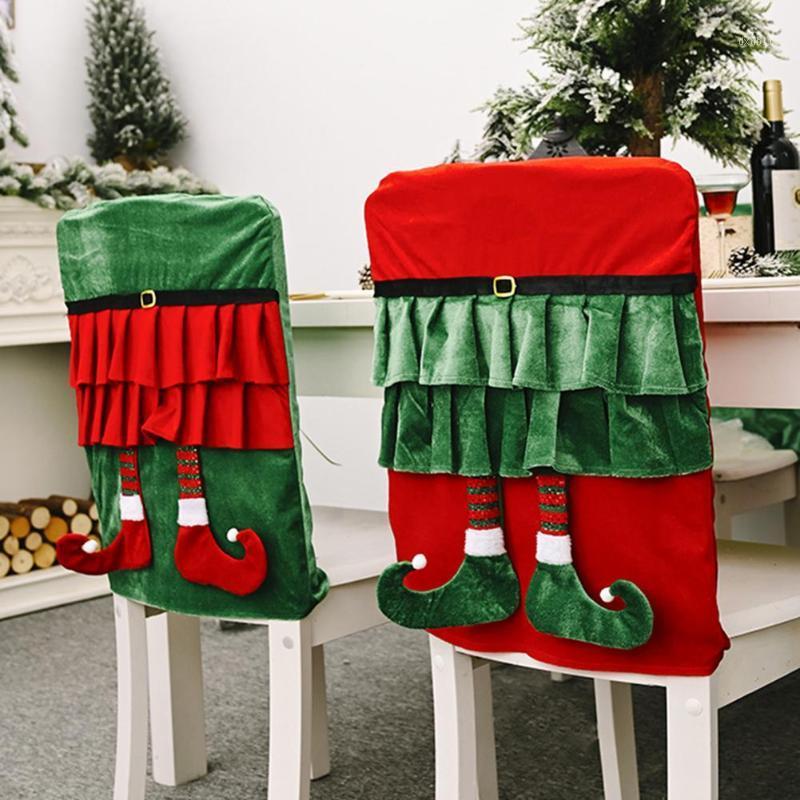 

55cm x 45cm Cute Lovely Flannel Skirt Christmas Dining Seat Cover Christmas Decorations Chair Cover Party Supplies1