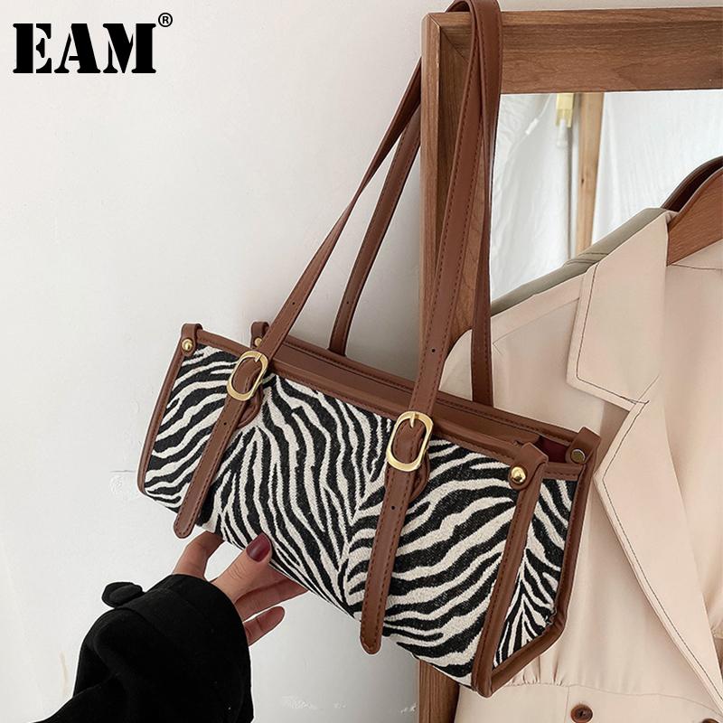 

[EAM] Women New Zebra Pattern Quality Handbag PU Leather Personality All-match Crossbody Shoulder Bag Fashion Tide 2021 18A1802, Black