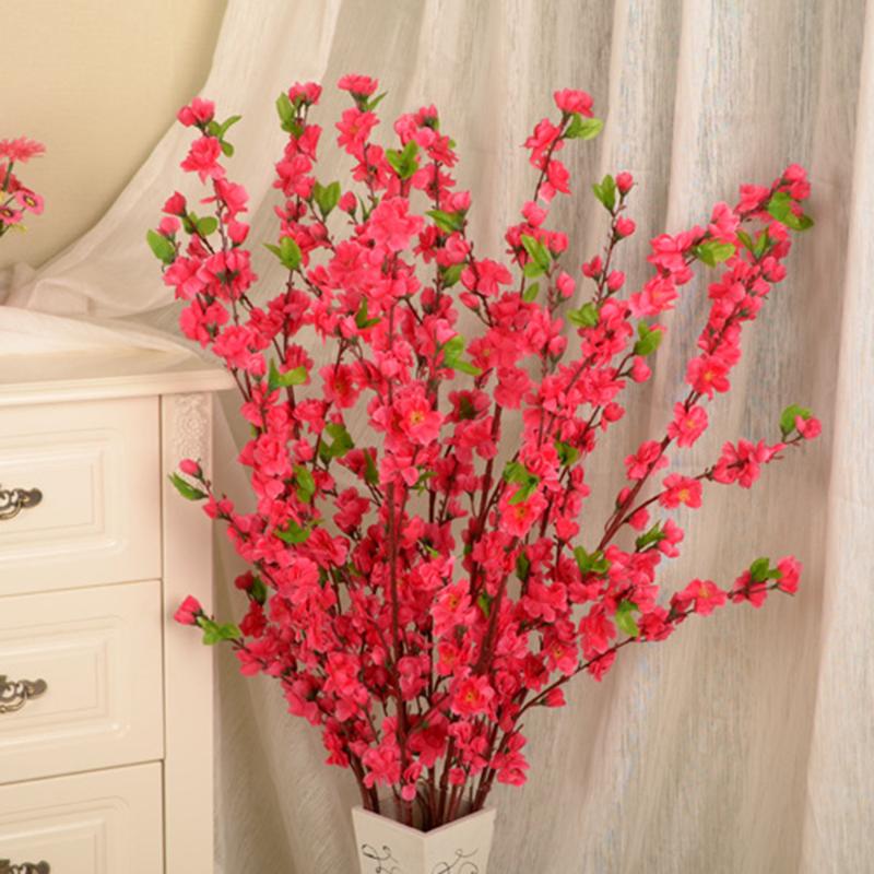 

1pc 125cm Artificial Flowers Peach Blossom Spring Plum Cherry Branch Artificial Plants For Home Decor Pink Rose Red White