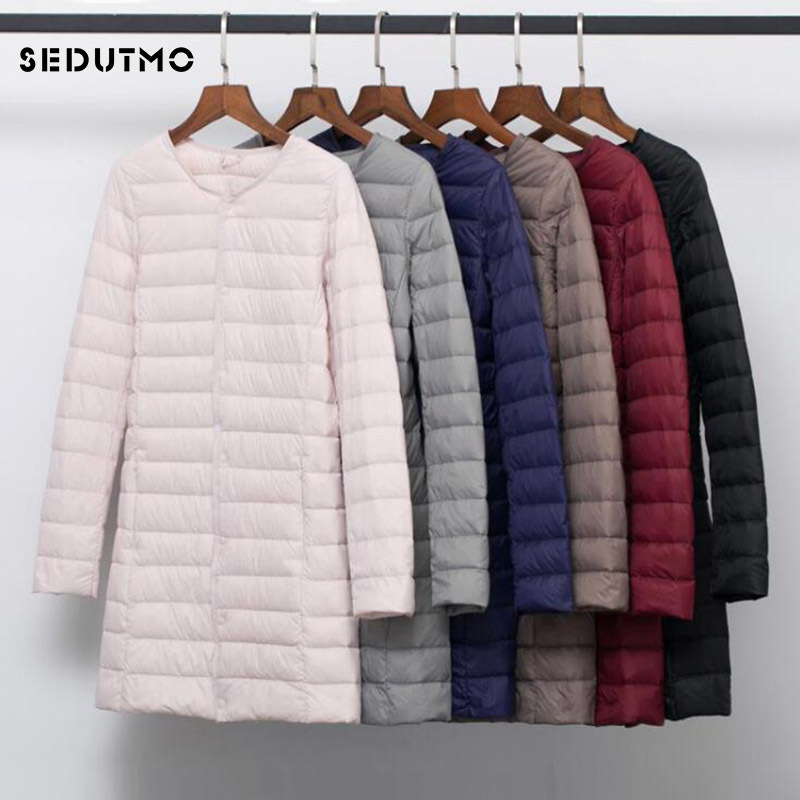 

SEDUTMO Winter Plus Size 4XL Women Duck Down Jackets Long Ultra Light Coat Casual Puffer Jacket Slim Black Autumn Parkas ED875 210204, Navy blue