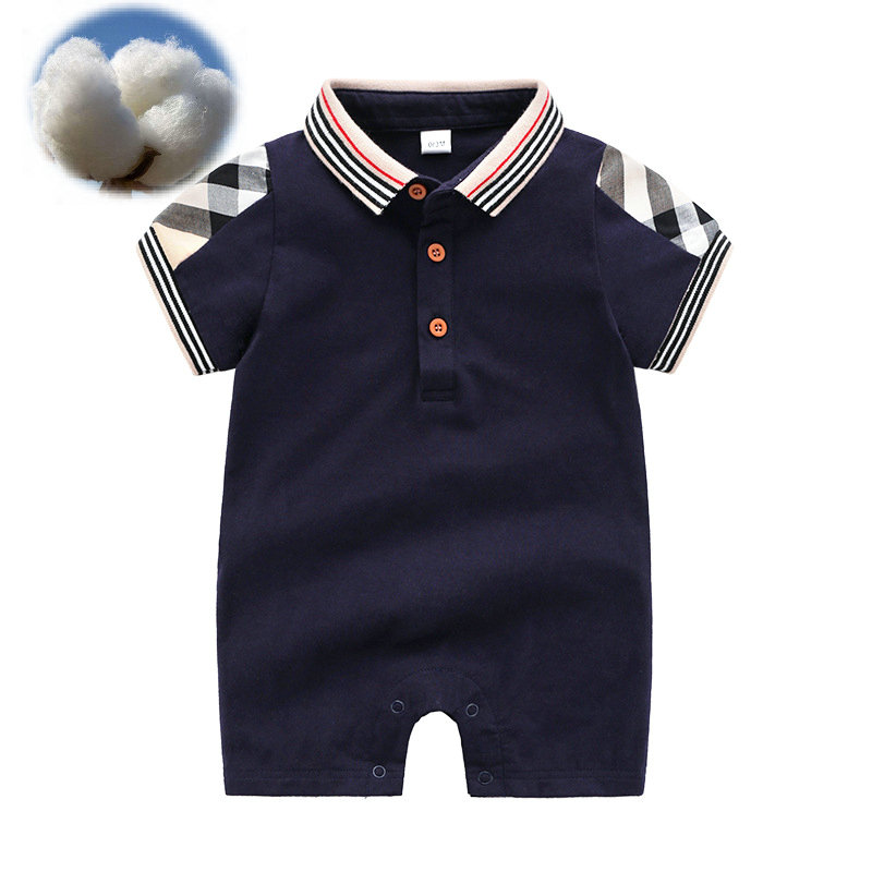 

0-24Mths new Newborn baby Short sleeve Romper Bodysuit with cap jumpsuit one-piece onesies jumpsuit toddler infant kids Playsuit, Prussian blue