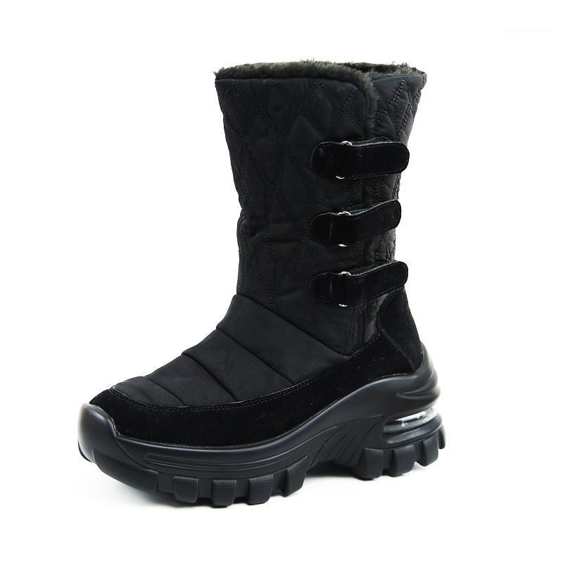 

Hot Sale Women Winter Boots Warm Non-slip Waterproof Snow Boots Shoes Ladies Plush Med-calf Wedge Snow Shoes High Quality1, Black