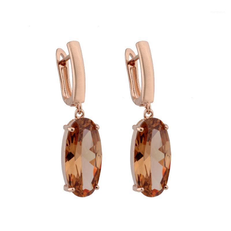 

Elegant 10*20mm Oval Design 585 Rose Gold Color With Cubic Zircon Dangle Earrings Big Earrings For Women New Fashion Jewelry1