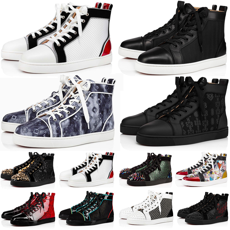 

High men women designer dress Casual Shoes Sneakers fashion Black White Camo Green Glitter Grey pink leather suede mens spikes trainers shoe Sneaker With Box, Color#15