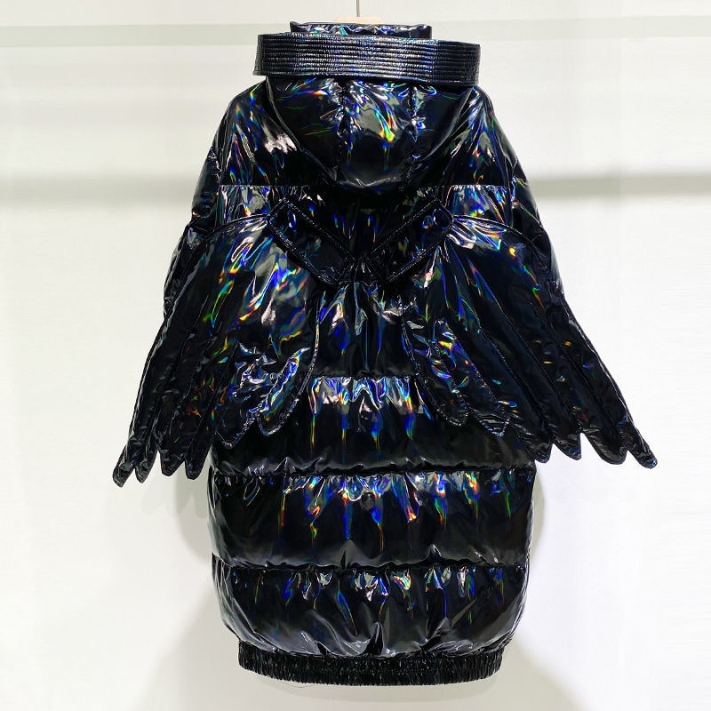 Winter Women Down Coat Down Jacket Women's Mid-Length New Men And Women With The Same Style Couples Laser Shiny Coat 201031