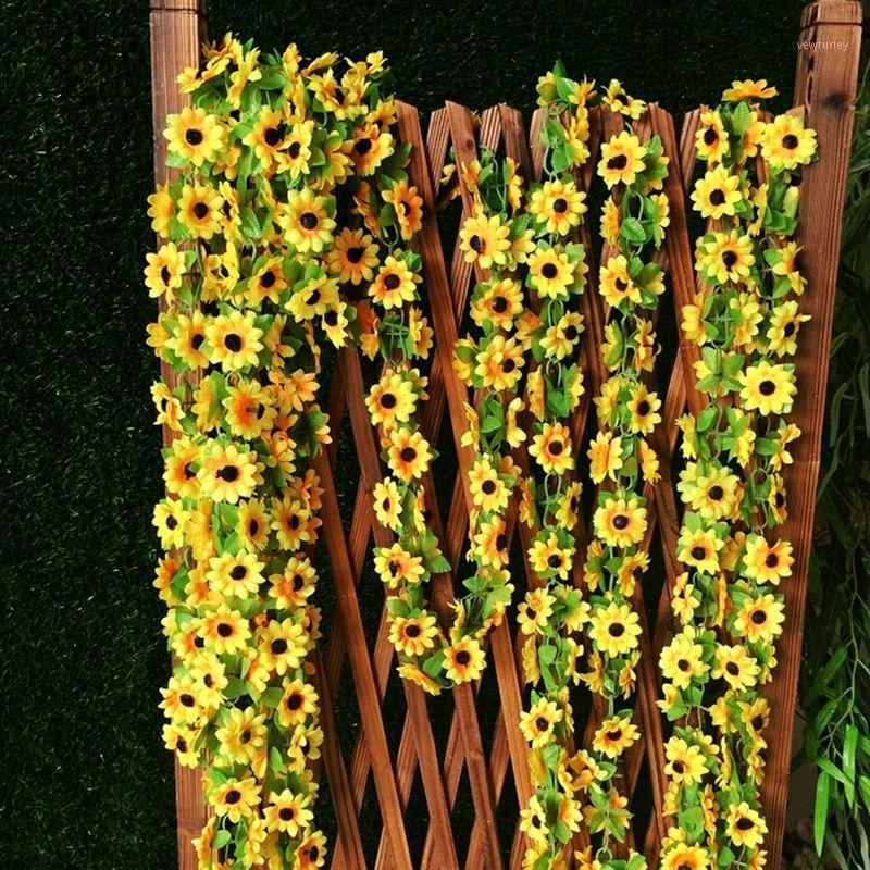 

Artificial Sunflower Garland Flower Vine For DIY Floral Decor Vivid Fake Leaf Flower Wedding Home Party Decoration 2m1, Yellow