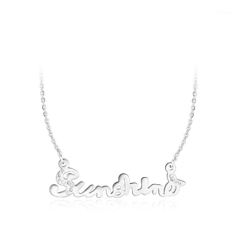 

Chokers Women Jewelry Sunshine Necklace Mosaic Rhinestone Stainless Steel Pendant For Lover's Gift N170211