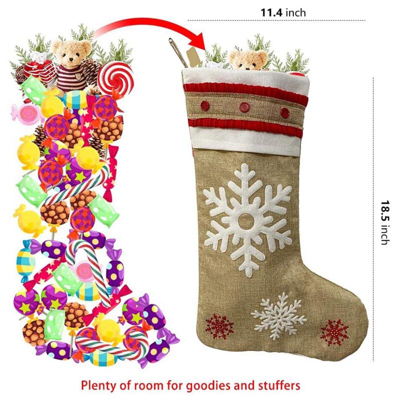 

Christmas Stockings Gift Holder Large Santa Reindeer Snowman Reindeer Snowflake Xmas Stockings for Home Fireplace Décor