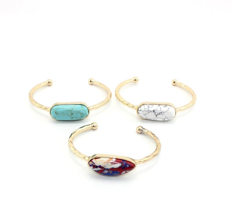 

Synthetic Stone Inlay Rectangle Fram Simple Cooper Banlge For Women