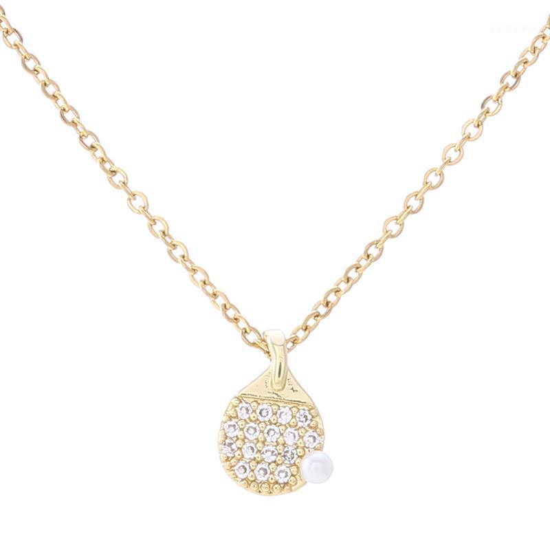 

Chains Pearl Table Tennis Racket Necklace Korea Prestige Titanium Steel Clavicle Chain Pendant Temperament Simple Personality, Silver