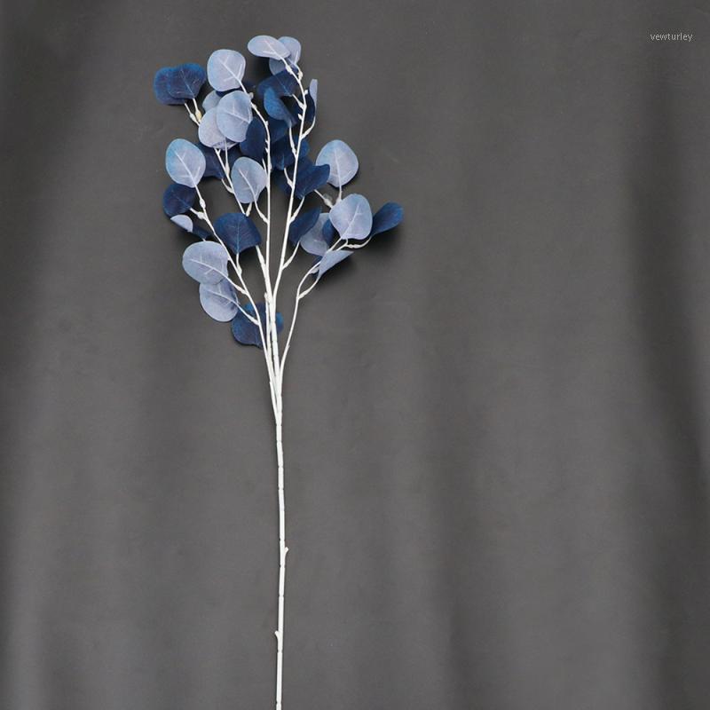 

2pcs Imitation Plant Lifelike Eucalyptus Leaves Branch Flower Arrangement Photo Props Decor for Living Room Office Car (Blue)1