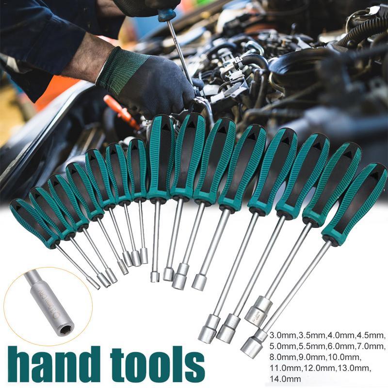 

1Pc 3MM-14MM Socket Wrench Screwdriver Metal Hex Nut Key Manual Tool Screwdriver #15