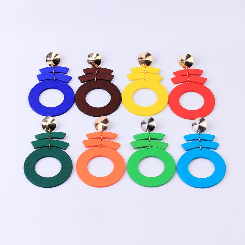 

Fashion Geometric Big Wooden Earrings For Women Gold Africa Long Statement Dangle Drop Earring Female Fashion Jewelry 2020 New