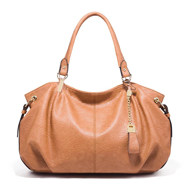 

Brand Women Soft Leather Bags Good Quality Shoulder Bags Large Capacity Handbags, Black