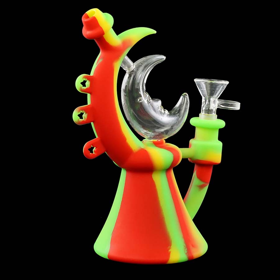 

Moon water pipe glass bongs silicone smoking pipe dab rig tobacco bubbler glass water pipes 7.6"