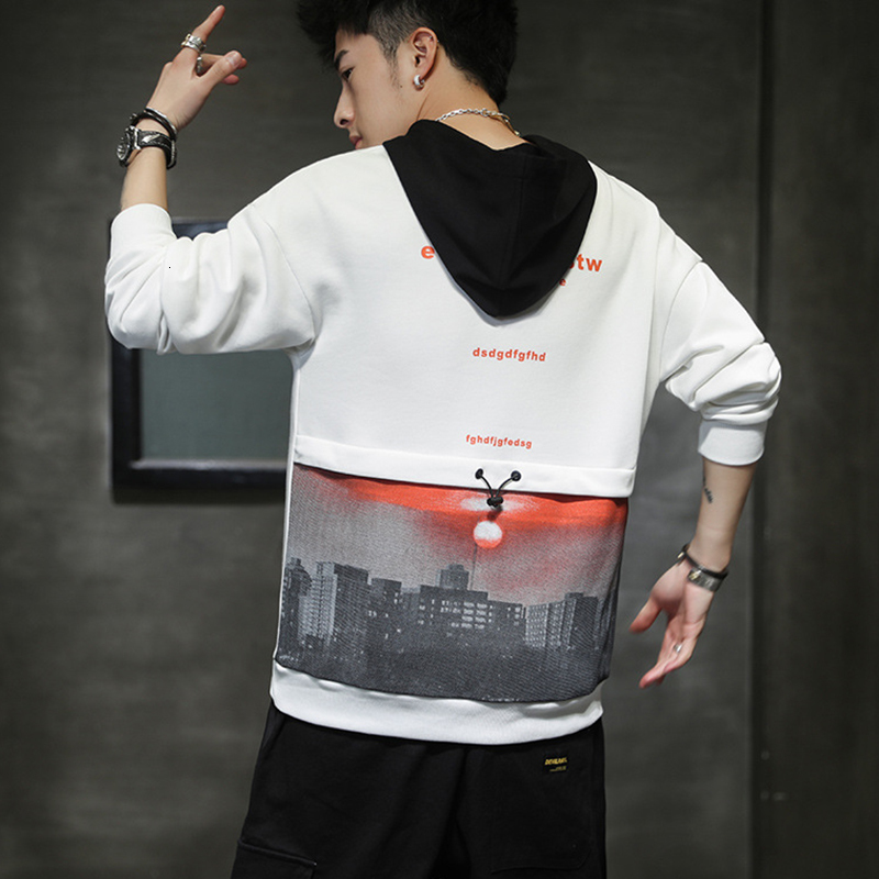 

2021 Hoodie Sweatshirt Mens Casual Pullover Hoodies Printing Male Hip Hop Streetwear Hooded Tracksuits Autumn Trend Clothes Mok1, Black