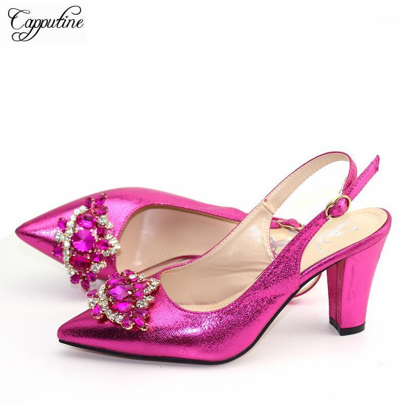 

Amazing fuchsia sprint/autumn sandals nice pointed toe high heel pump shoes with crystal stones 9762-2, heel height 8cm1, As pic