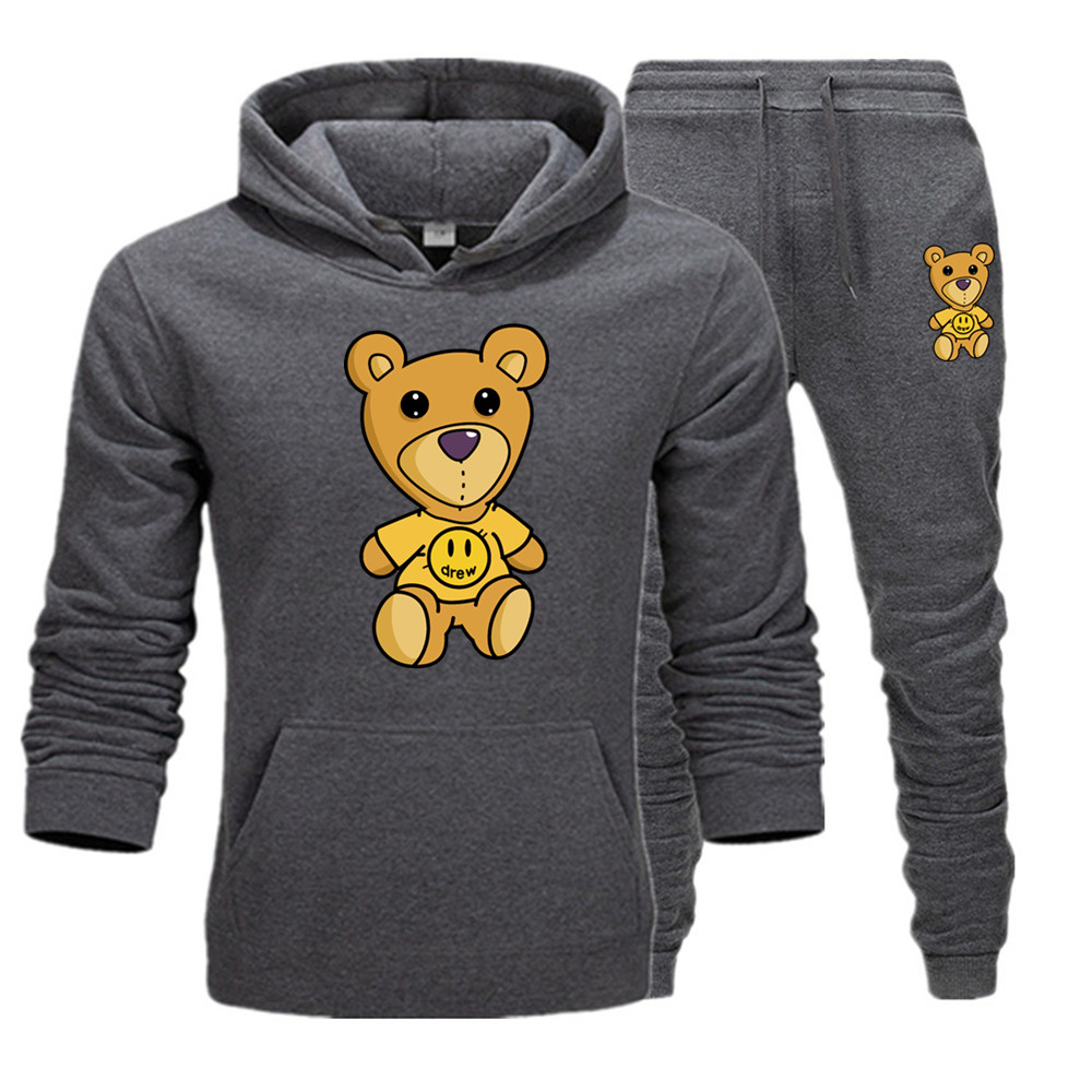

New Teddy Bear Print Funny Streetwear Men/women Autumn Winter Hoodies Sweatshirts Pullovers Tops Dropshipping Clothe, Gray-1