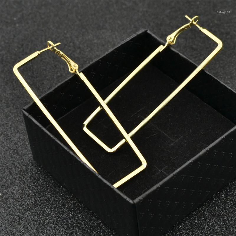 

Charm Hoop Earring For Women Gold Silver Square Line Rectangular Fashion Jewelry Trendy Style Wholesale Youth Student Ladies Earrings1