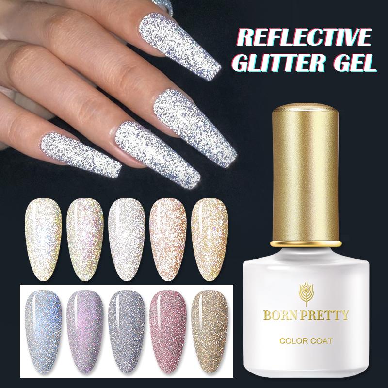 

BORN PRETTY Reflective Glitter Gel Nail Polish 6ml Auroras Holographics Effect Soak Off UV Gel Shining Semi-transparent Varnish, Nail-prep