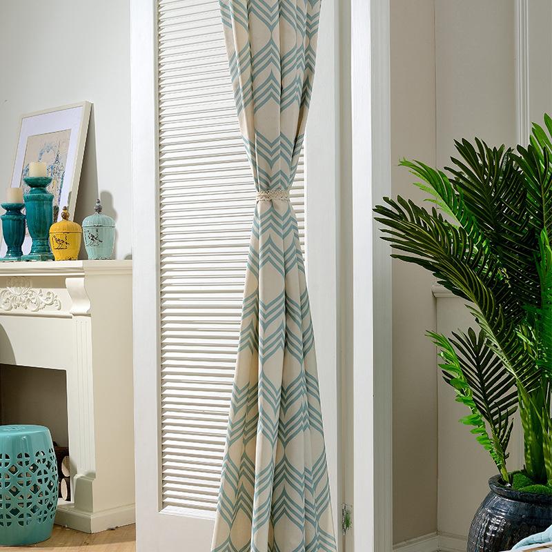 

Hill] Curtain Fabric Modern Simple European-Style Curtain Polyester-Cotton Printing Shade Window Screen