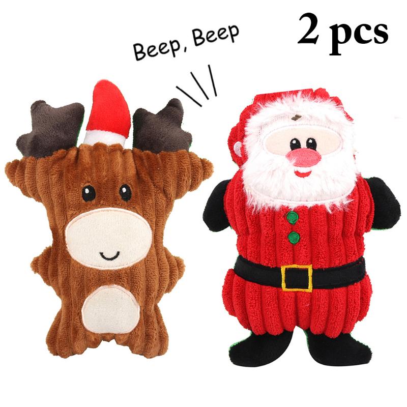 

2pcs Screaming Christmas Plush Pet Teasing Squeak Squeaker Chew Toy Puppy Toy for Dogs for Large Dogs Sound Voice Dog Toys