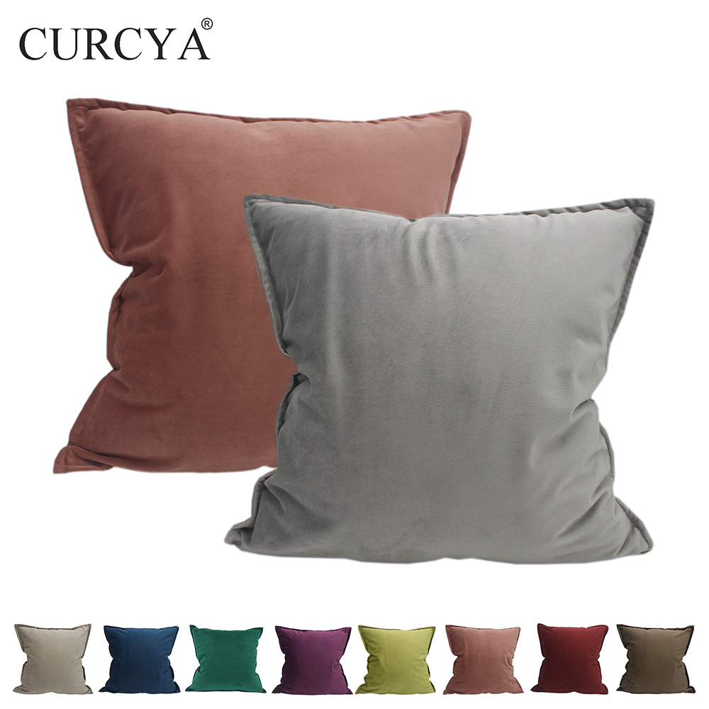 

Soft Solid Colors Velvet Pillow Cases Covers with Decorative Edge Cushion Cover Wholesale Sofa Home Decor