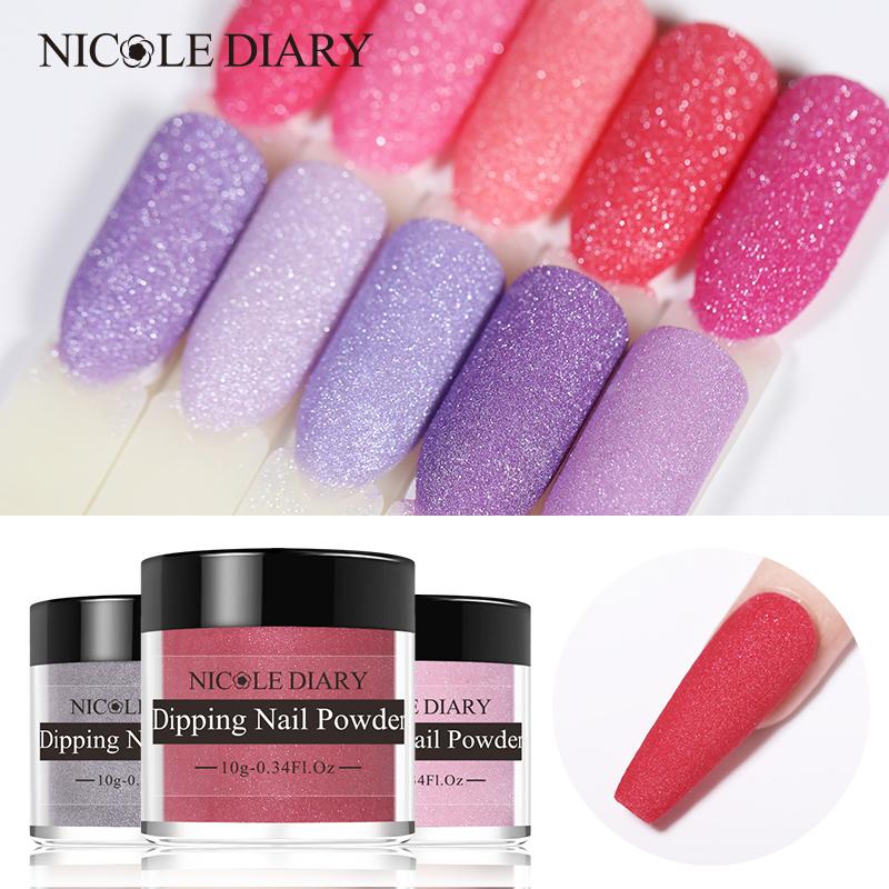 

NICOLE DIARY 10g Sparkling Dipping Nail Powder Glitter Without Lamp Cure Natural Dry Dip Nail Powder Art Decoration