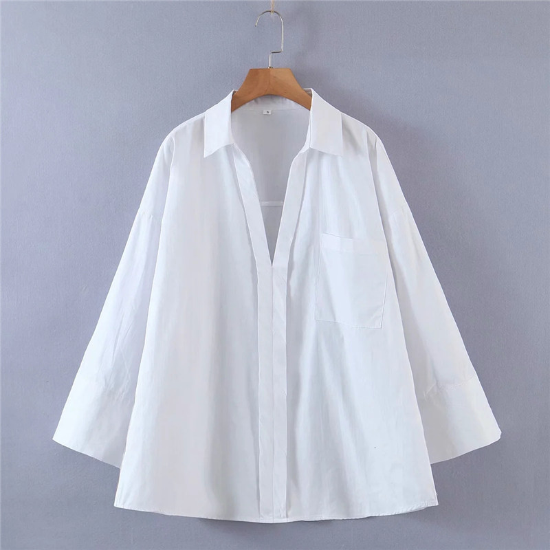

New White Oversize Sleeve Top Female 2021 Fall Poplin Long Shirt Women Fashion Asymmetric Hem Chic Woman Blouse 7121