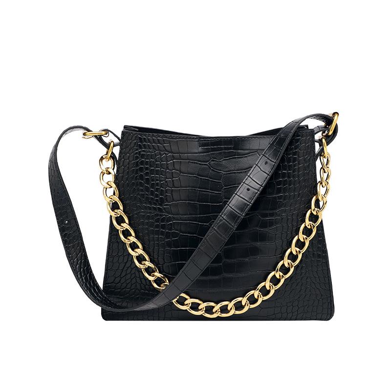 

Retro Portable Genuine Leather Women Handbags Fashion Contrast Color Casual Brush Single Shoulder Bag Messenger Bags 2021 C1604, Black