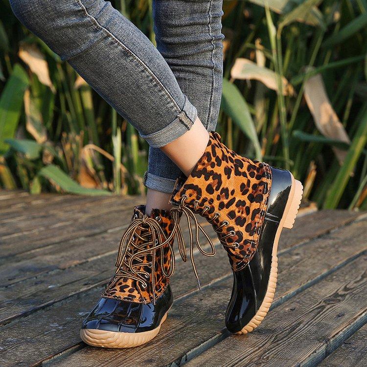 

New leopard print autumn and winter sexy boots female thick heel casual comfortable large size nude boot 2021 35-43, Same as picture