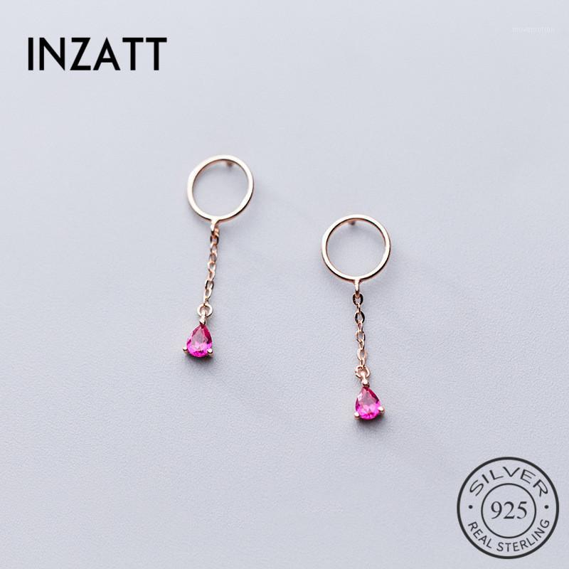 

INZAReal 925 Sterling Silver Red Crystal Water Drop Tassel Earrings For Elegant Women Party Fine Jewelry 2020 Accessories1