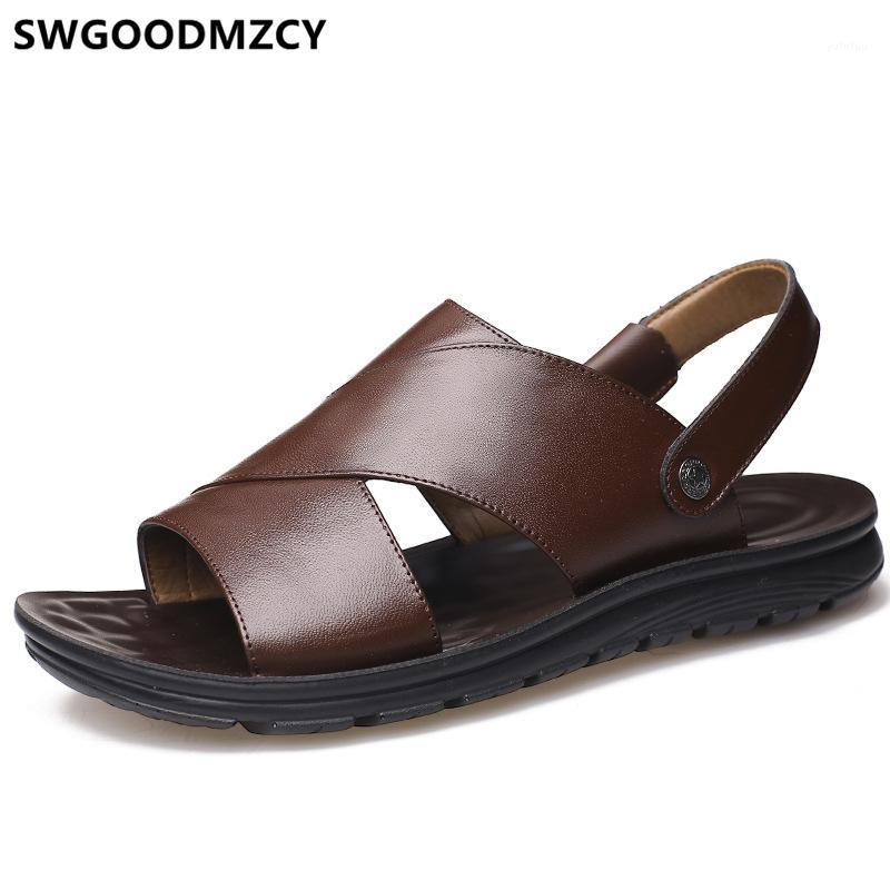 

Mens Sandals Summer Leather Sandals Men Designer Shoes Men Open Shoes Sandalias Hombre Erkek Ayakkabi Chaussure Homme1, Black