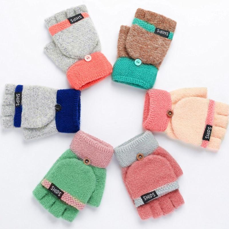 

Five Fingers Gloves Women Half Finger Thermal Thicken Gift Mittens Autumn Winter Hand Warmer Artificial Wool Cute Knitted Flip Soft Gloves1