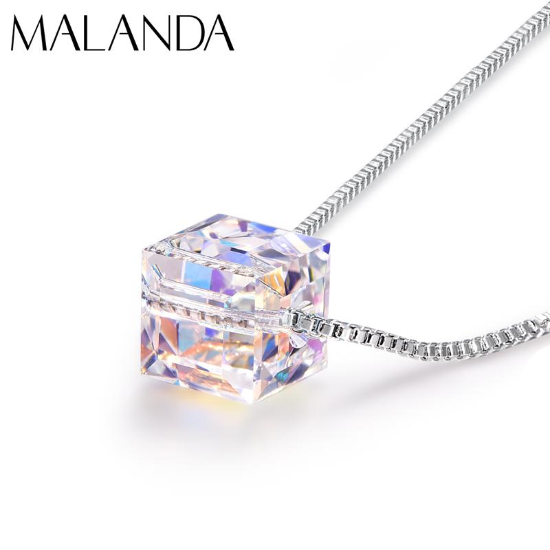 

Crystals From Square Beads Pendants Necklaces For Women New Fashion Chain Necklaces Wedding Party Jewelry Gift