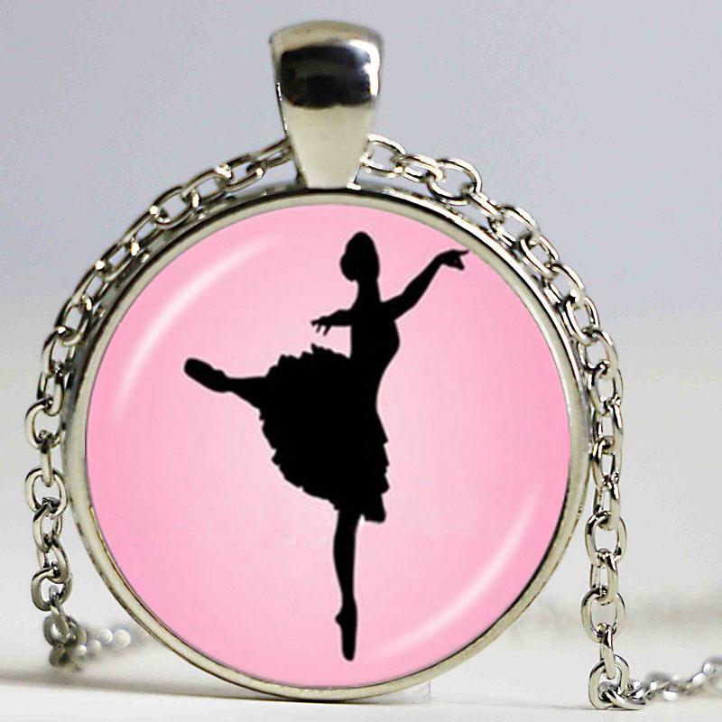 

Dancing Ballerina Dancer Necklace Ballet Dance Girl Photo Pendant Cabochon Dome Fashion Jewelry for Woman Sweater Chain Necklace