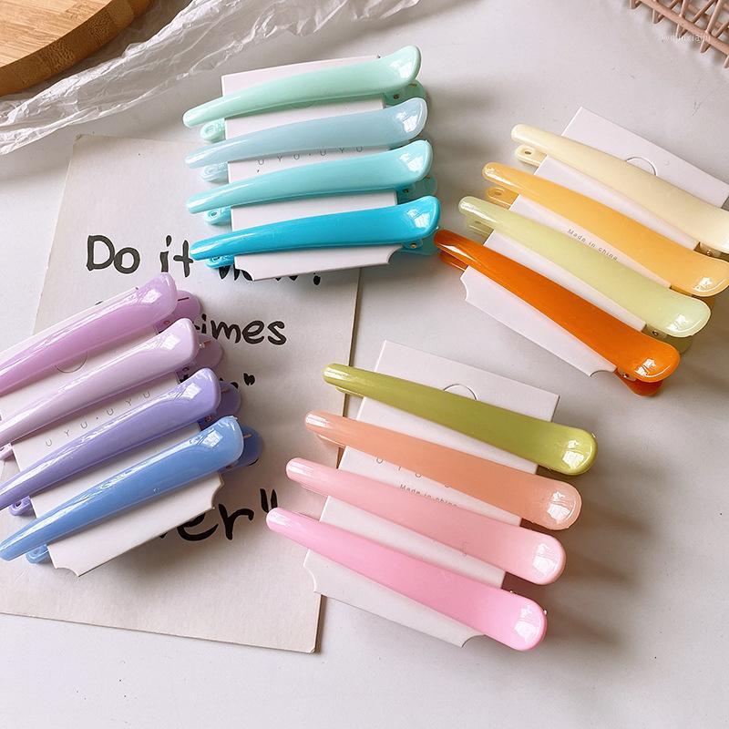 

4 Pcs Korean Simple Beautiful Colorful Plastic Duckbill Clip Sweet Girl Children Fashion Parent-child Hair Accessories Hairpins1