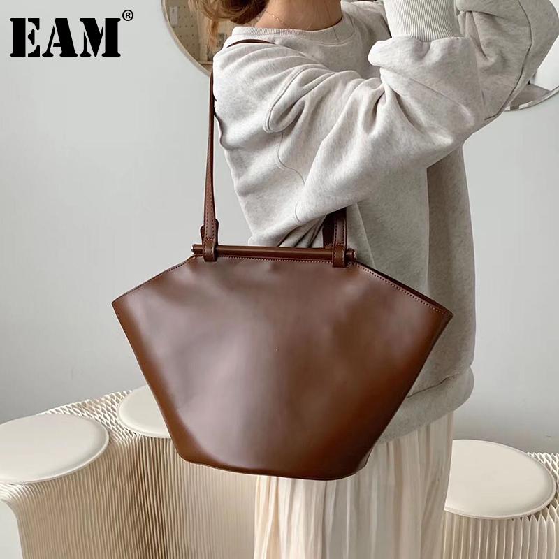 

[EAM] Women New Elegant Composite Bag Handbag PU Leather Personality All-match Crossbody Shoulder Bag Fashion Tide 2021 18A1859, Black
