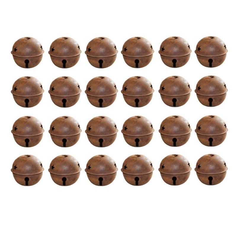 

40mm Rusty Metal Star Cutout Jingle Bells for Christmas Holiday Craft Indoor Outdoor Home Party Decorations