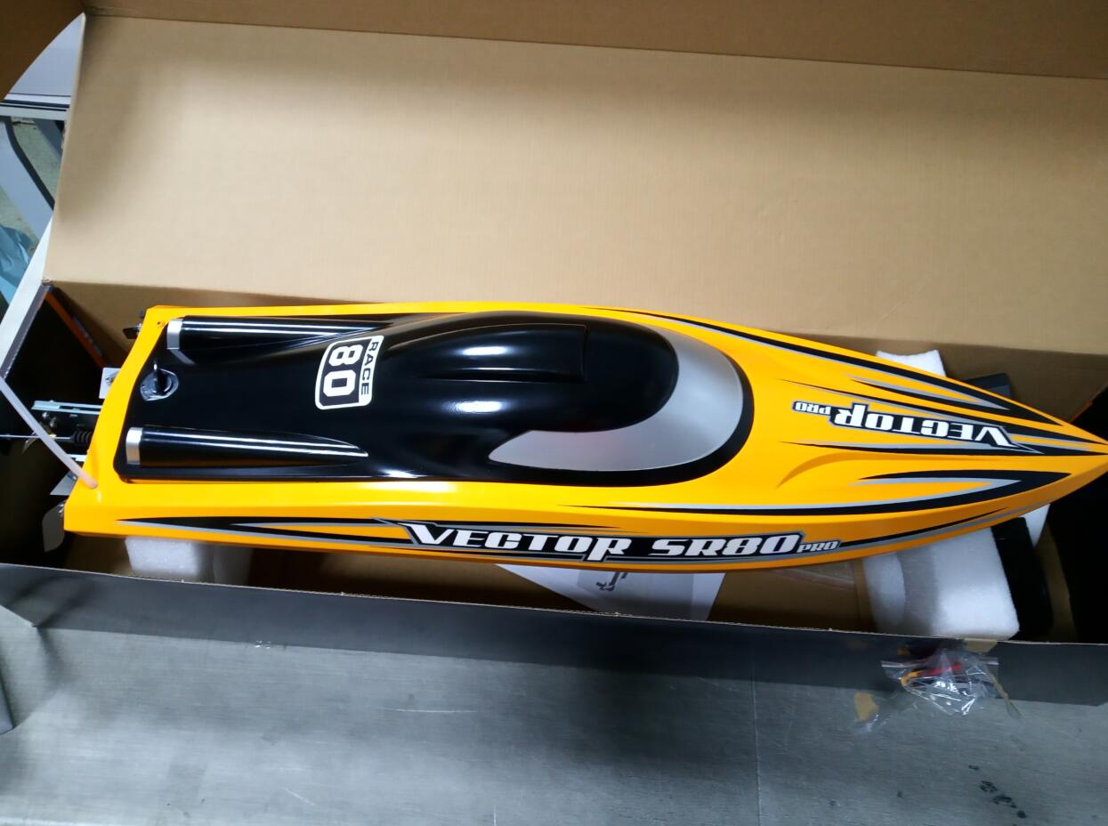 

Vector SR80 Pro 44mph Super High RC Remote Control Speed Boat with Auto Roll Back Function and All Metal Hardwares 798-4P ARTR, Yellow