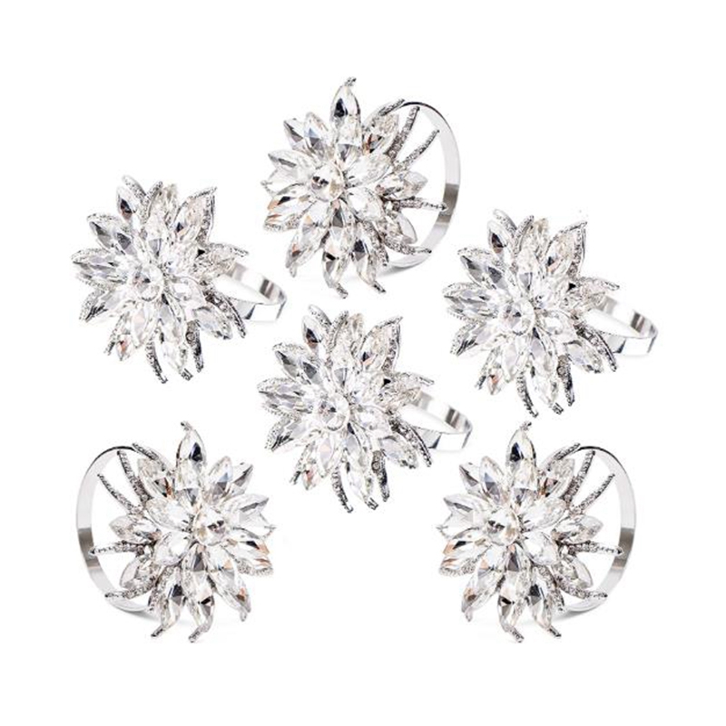 

6 Pcs Napkin Ring,Napkins Round Napkin Buckle Holder Can Be Reused Pattern Lotus Wedding Restaurant Kitchen Decoration