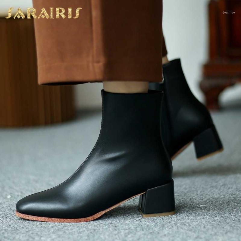 

Sarairis 2020 New Fashion Plus Size 48 Chunky Heels Ankle Boots Woman Shoes Zip Up Concise Spring Autumn Shoes Ladies Boots1, Black