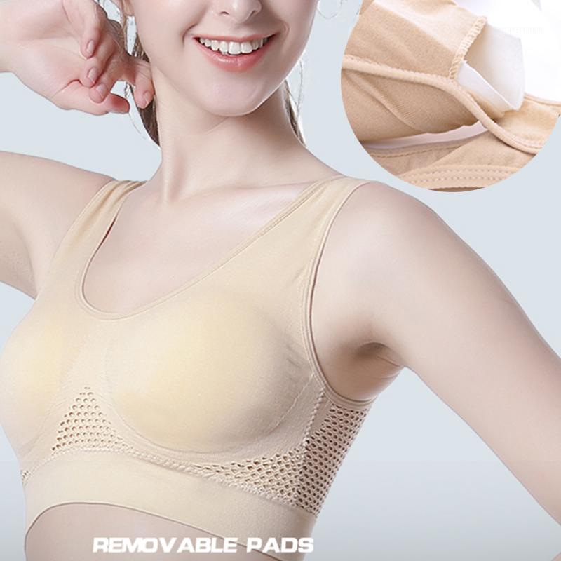 

Sports Bra Women Cutout Breathable Plus Size Sleep Bralette Quick-drying Fitness Running Bra With Padded Ladies Underwear1, Beige