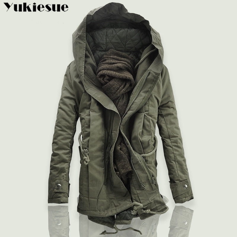

New Men Padded Parka Cotton Coat Winter Hooded Jacket Mens Fashion large size Coat Thick Warm Parkas Black army green 6XL 201023, Beige