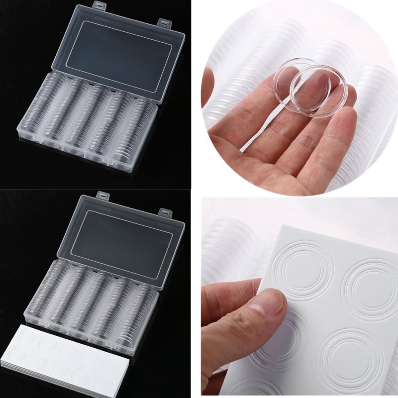 

30mm Coin Capsules Storage Cases Commemorative Coins Holder Box Containers Dust Proof Plastic Coin Storage Collection Organizers C0116, Sky blue