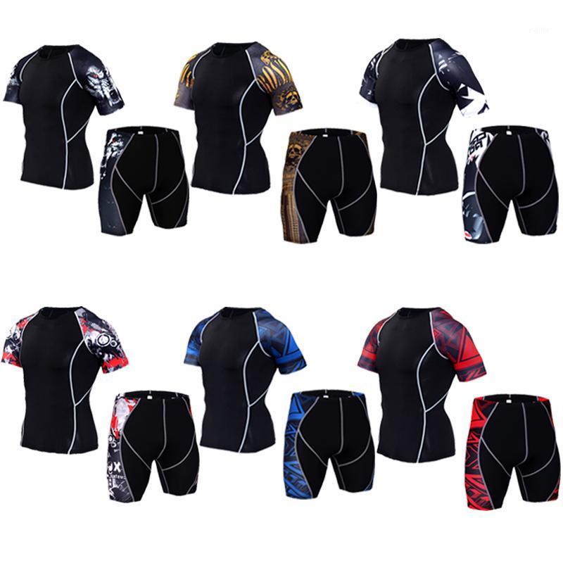 

High-quality compression men's 2-piece sportswear quick-drying running suit clothes new sports jogging training gym fitness jogg1, Photo color