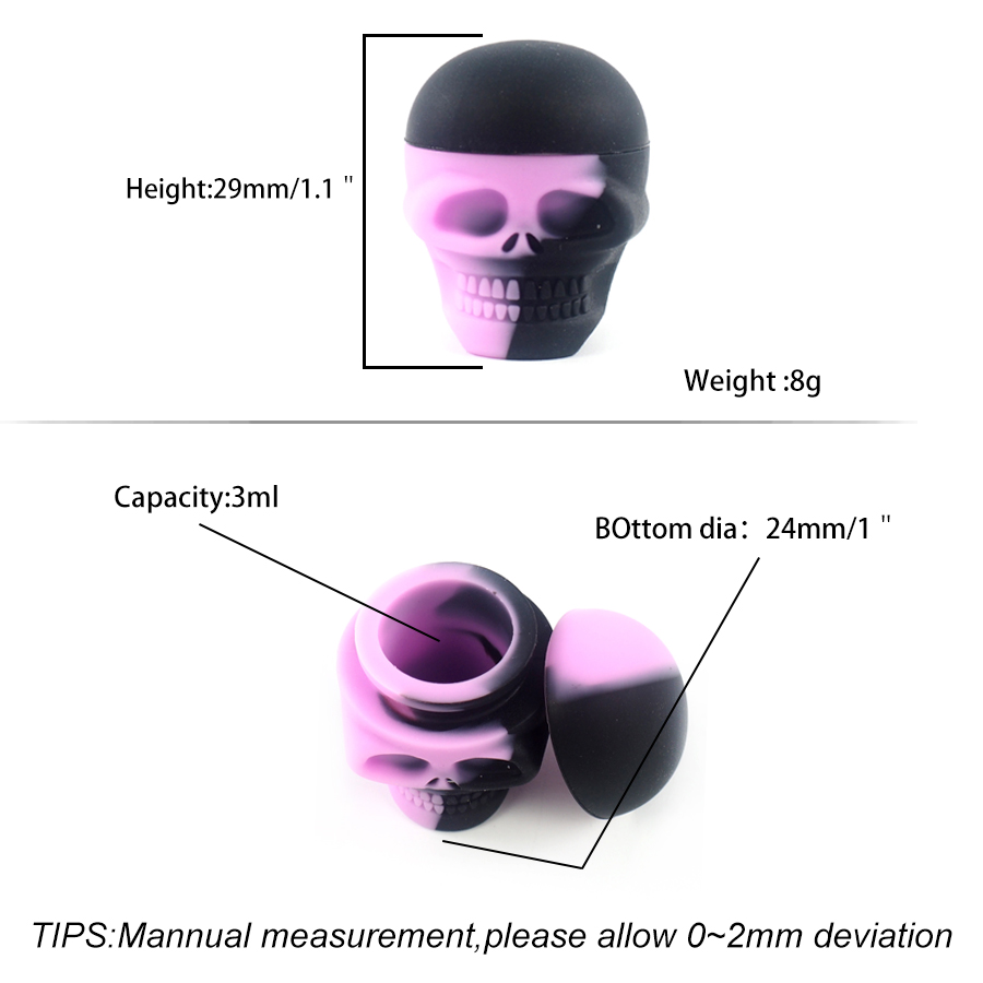 

3ML silicone jar non-stick containers smoking accessories wax dab jars skull container for cigarette