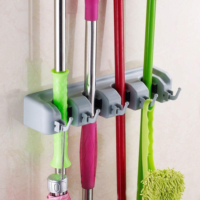 

Kitchen Mop Broom 3 4 5 Holder Wall Mounted Organizer Brush Storage Hanger Rack Tool1